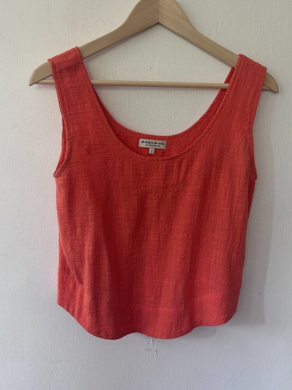 The Lady and the Sailor Cropped Orange Tank Top Large Lightweight Coastal USA